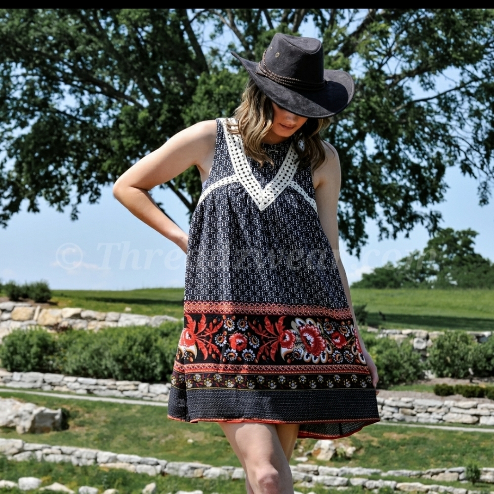 New boutique Border print tunic Mini dress